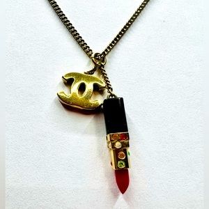 Vintage CHANEL Lipstick Logo Necklace (2004)